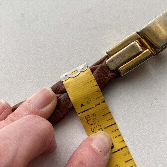 Gold and Brown Vintage Leather Belt Size small medium - Picture 13 of 13